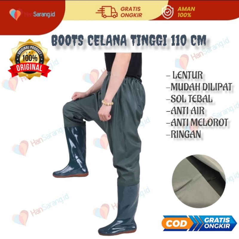 Sepatu Boots Boot But Karet Pria Wanita Dewasa Sawah Petani Panjang Model Celana Karet Lentur Kebun Mancing Tinggi 110cm