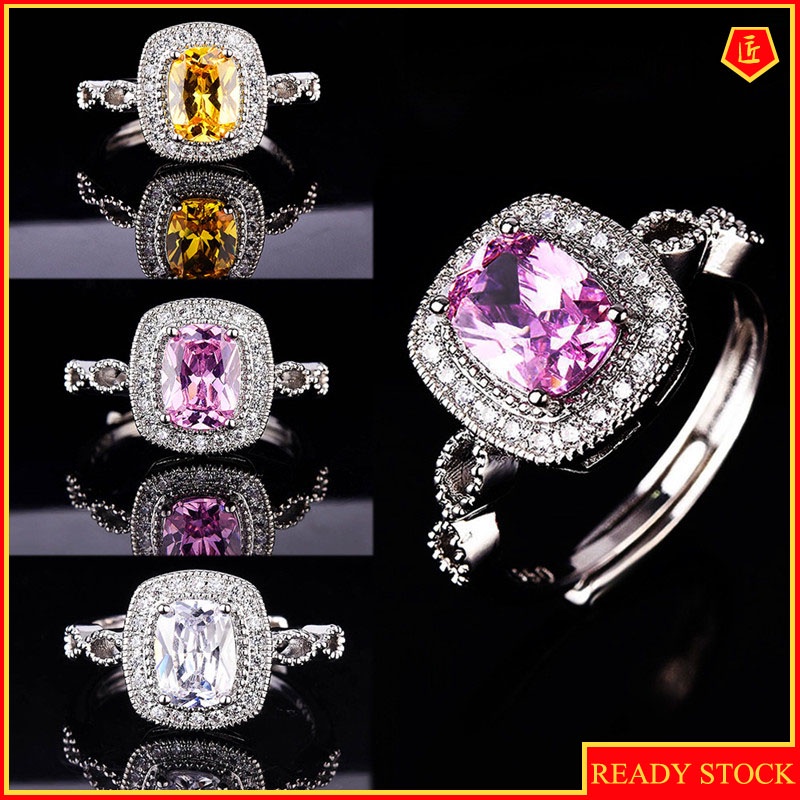 Cincin Berlian Imitasi Warna Kuning Untuk Wanita