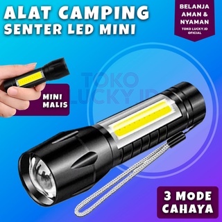 Senter Flashlight LED Alat Camping Cree Zoom COB 3 Light Mode USB Rechargeable