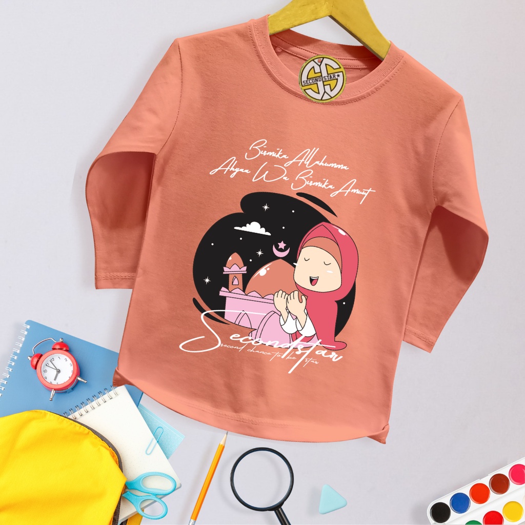 (S-M) Secondstar Kaos Tangan Panjang Anak Laki laki Perempuan Umur 1-4 Tahun Bahan Cotton -AMR153