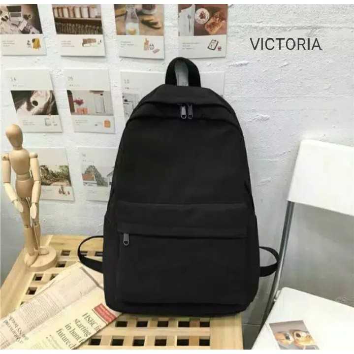 [COD] Ransel Polos Wanita Pria Tas Sekolah Warna Hitam Polos Tas Sekolah SMA SMP Kuliah