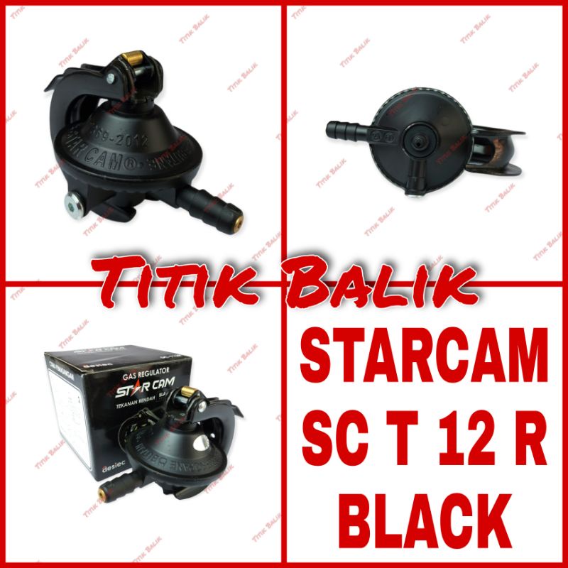 Regulator Kompor Gas Starcam SC-T12R NM / Non Meter SC T 12 R Black / Hitam