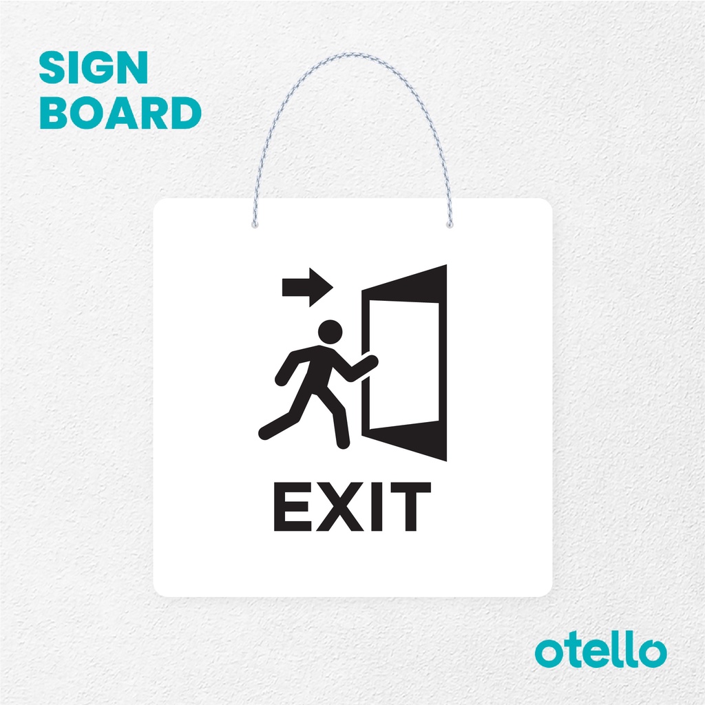 Otello Sign Exit Signage Board Acrylic Papan Gantung Label Akrilik Rantai Petunjuk Toko Modern Minimalist Kafe Restoran Kantor Gedung Cafe