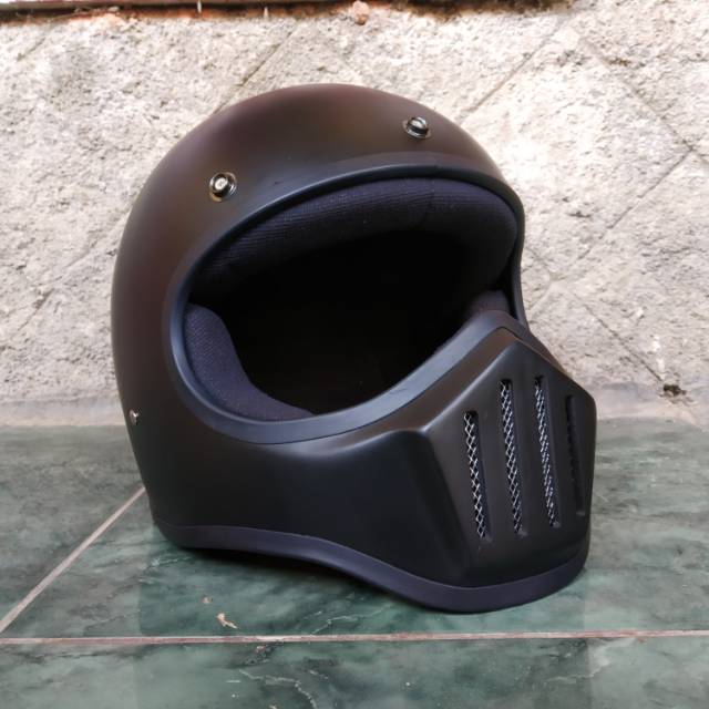  Helm  cakil custom hitam  doff  classic vintage Shopee 