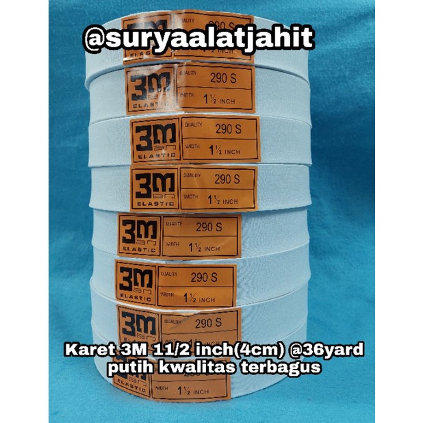 Karet 3Man 1 1/2in/4cm @36Y Putih terbagus =rp.150.200/1Rol