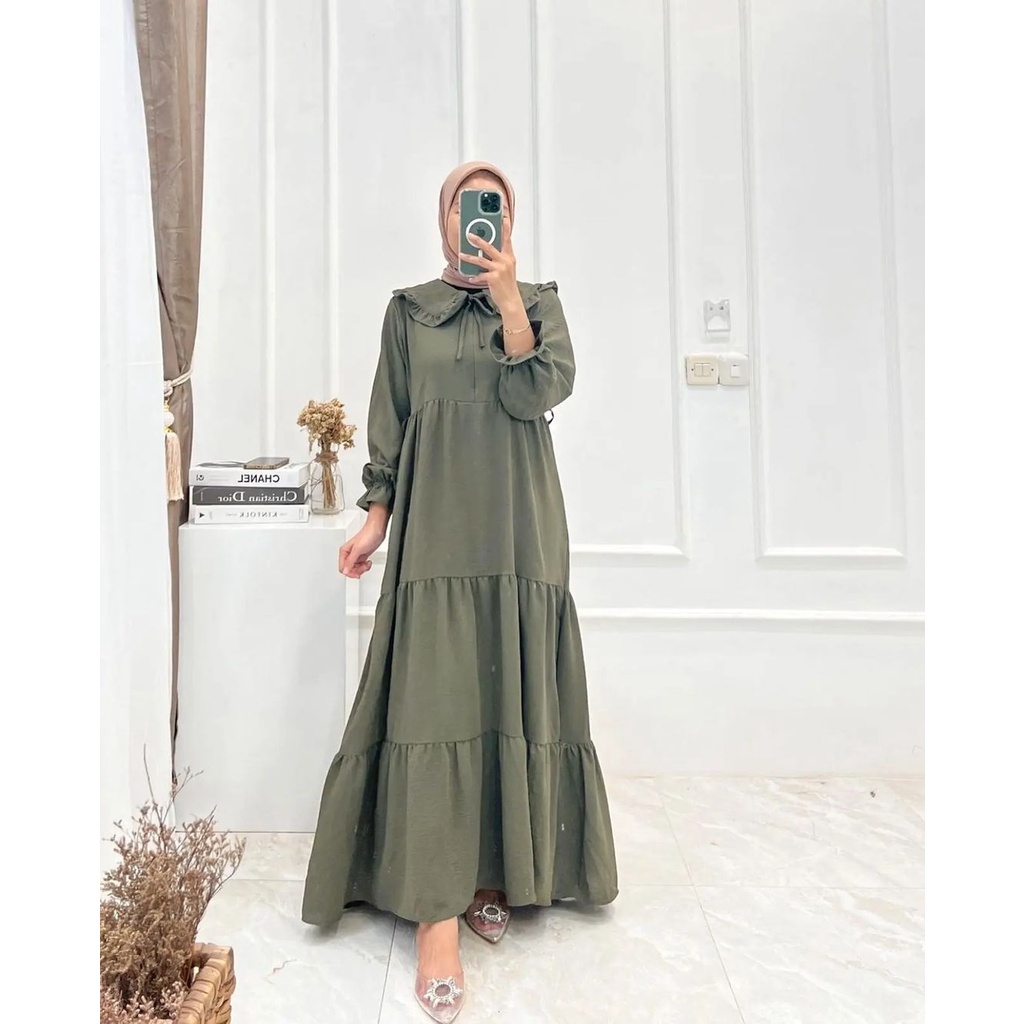 MARITA MIDI DRESS GAMIS PREMIUM AIRFLOW CRINCKLE RAYON PREMIUM ORIGINAL100% HIGH QUALITY100 %