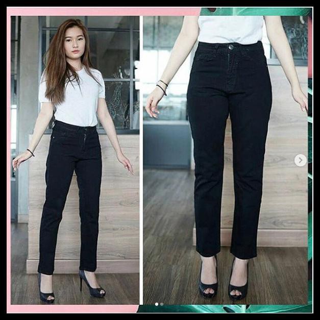 Size 27 34 Celana  Boyfriend  Jeans Hitam  Jsk 2225 Black 