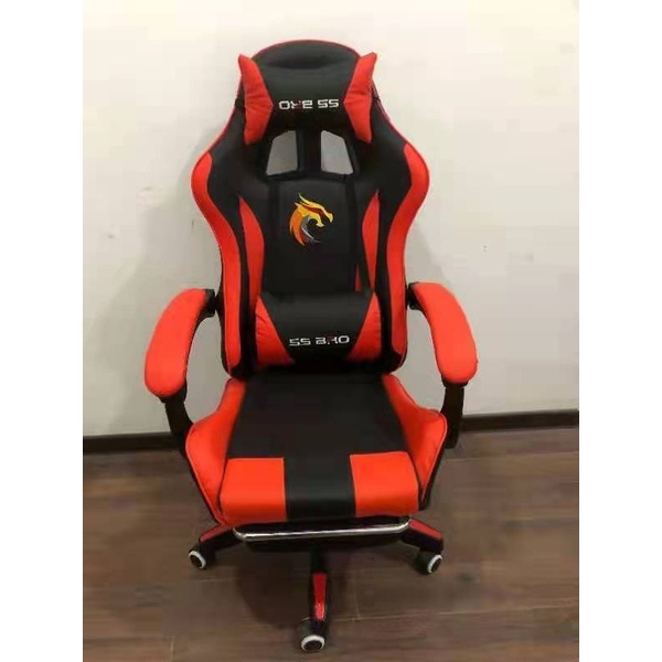 Bangku Gaming Kursi Gaming Chaho Chair Kursi Kerja Hidrolik Horizontal Footrest Kursi Balap-323 Merah Foot