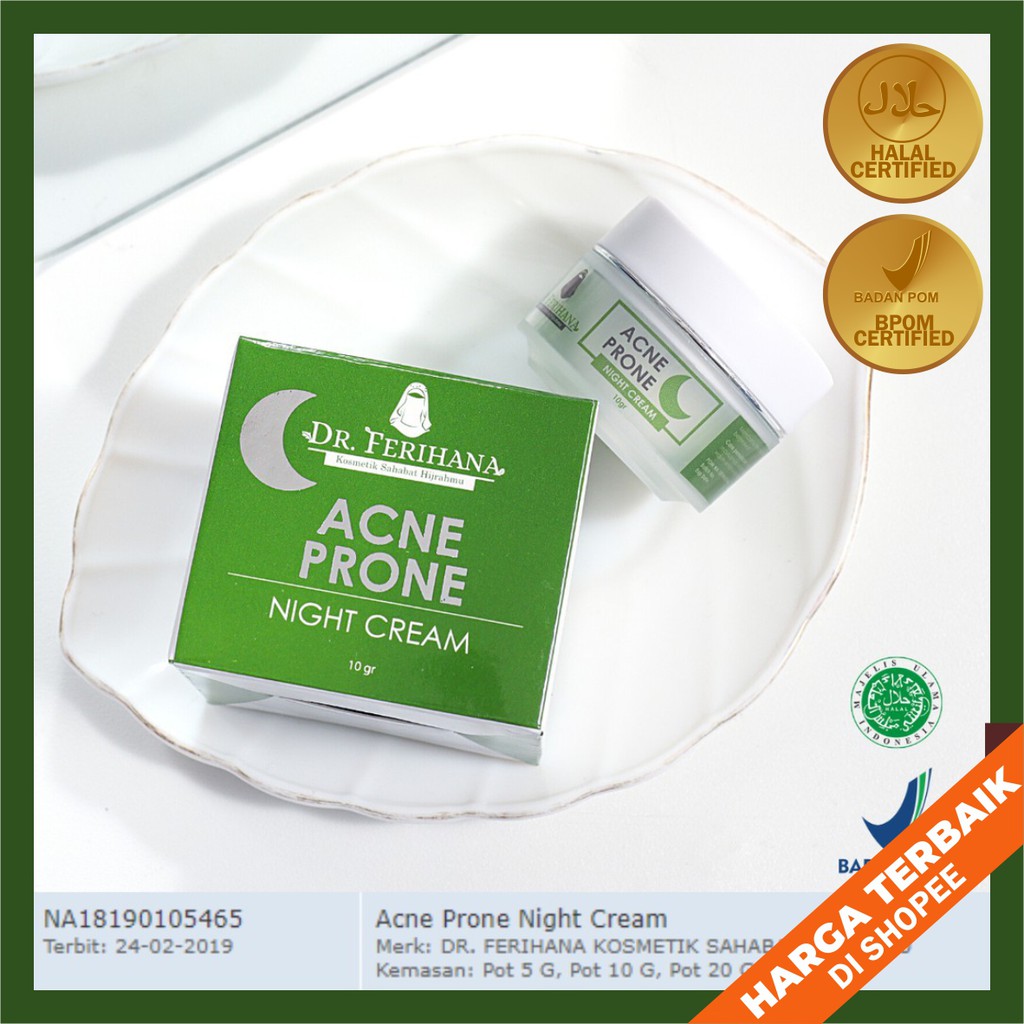 (DR.FERIHANA) ACNE PRONE NIGHT CREAM KRIM JERAWAT