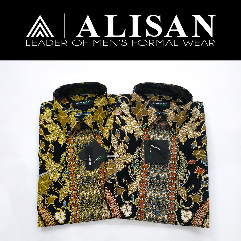 Kemeja ALISAN Batik Slim Fit Lengan PENDEK ( seri Pinggiran - 2 )