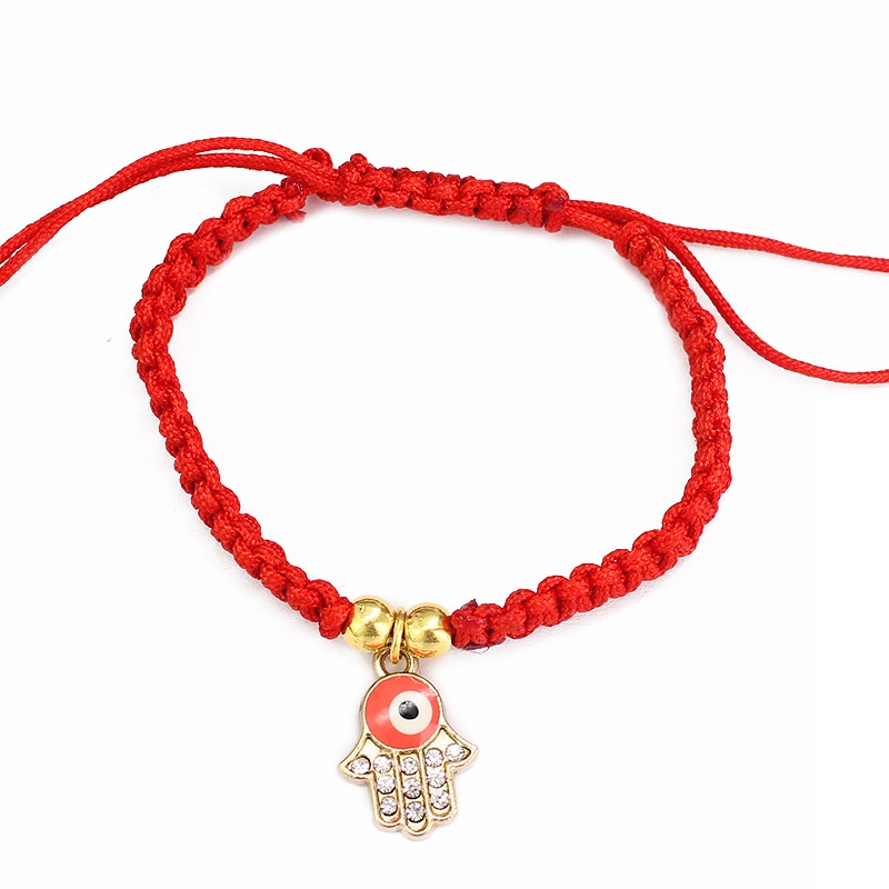 Gelang Tangan Kepang Aksen Mata Iblis Bulat Hias Berlian Imitasi Untuk Wanita