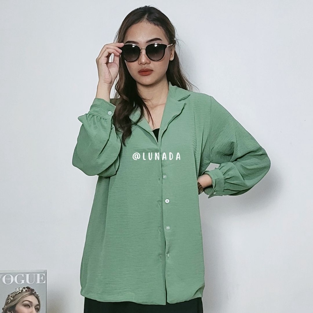 Kemeja Basic Oversize Crinkle Atasan Wanita Airy/ Kemeja Bassic Oversize Krinkle Premium Airy