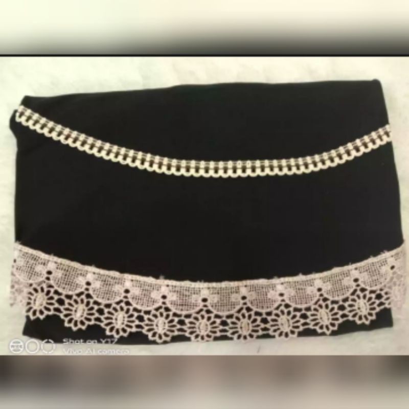 Hijab / Jilbab / Kerudung / Bergo / Khimar Instan Jersey Serut Renda List / Renda Serut Renda List Model Bergo Terbaru Termurah,Terjangkau dan Terlaris 2021/ Kerudung Wanita/ Muslimah Hijab-Hitam