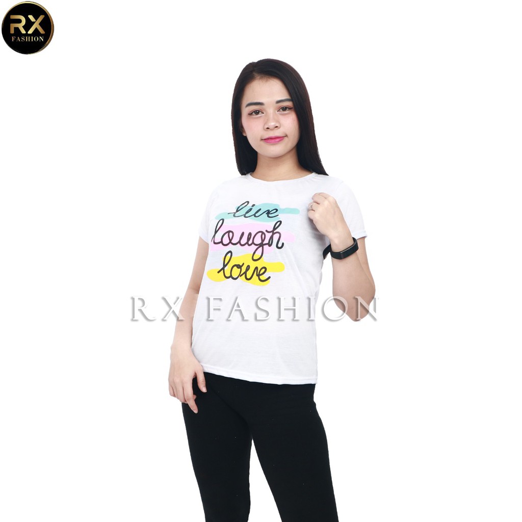 BELLA SHOP KAOS WANITA I LIVE LAUGH LOVE TEE TUMBLR TSHIRT BAHAN SPANDEX UKURAN ALLSIZE FIT L 1R