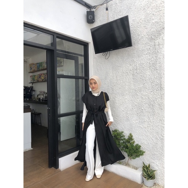 [ COD ] Chava Outer by Ammisha | Roro Outer | Busui Friendly | Fashion Muslim Cardigan Tangan Buntung Bahan Premium | OOTD Casual | Outfit Kondangan Simple |