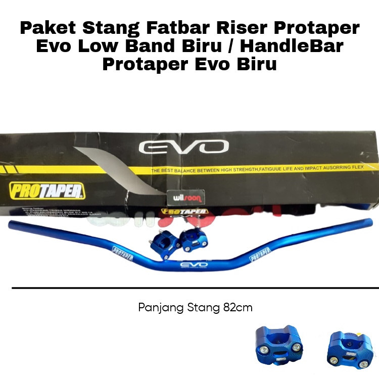 Paket Stang Fatbar Riser Protaper Evo Low Band Biru / HandleBar Protaper Evo Biru