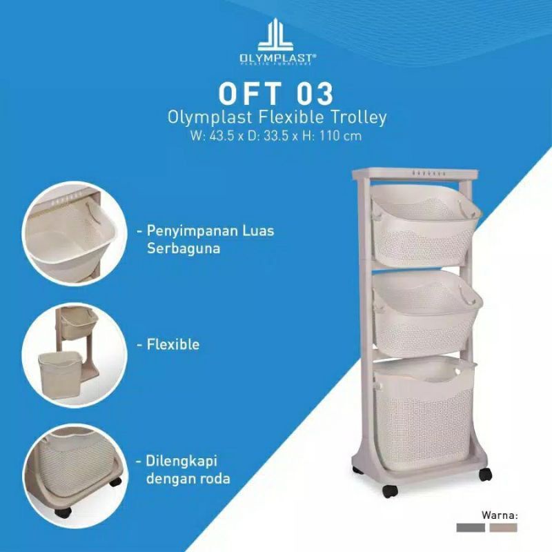 Rak Susun Plastik / Rak Susun Roda / Troli Susun / OLYMPLAST FLEXIBLE TROLLEY OFT 03