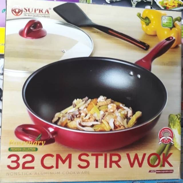 Wajan Supra Stir Wok 32cm Teflon Rosemary