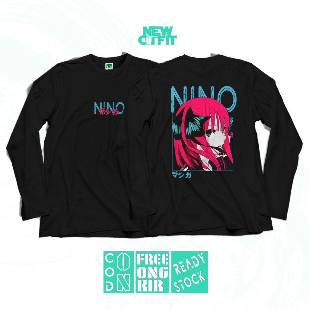 Kaos Lengan Panjang NINO NAKANO GOTOUBUN Quintessential Quintuplets Baju Jepang Anime Manga T shirt 