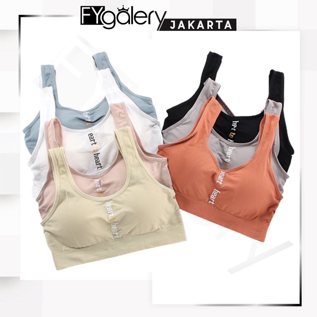 FYGALERYJAKARTA BRA530 Bra Tanpa Kawat Pakaian Dalam Wanita Polos Heart To Heart Olahraga Sportbra