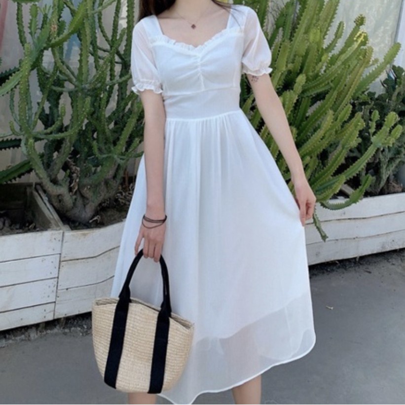 CASUAL OFFICE MIDI CHIFFON DRESS BKK FASHION ALLSIZE NEW COLLECTION