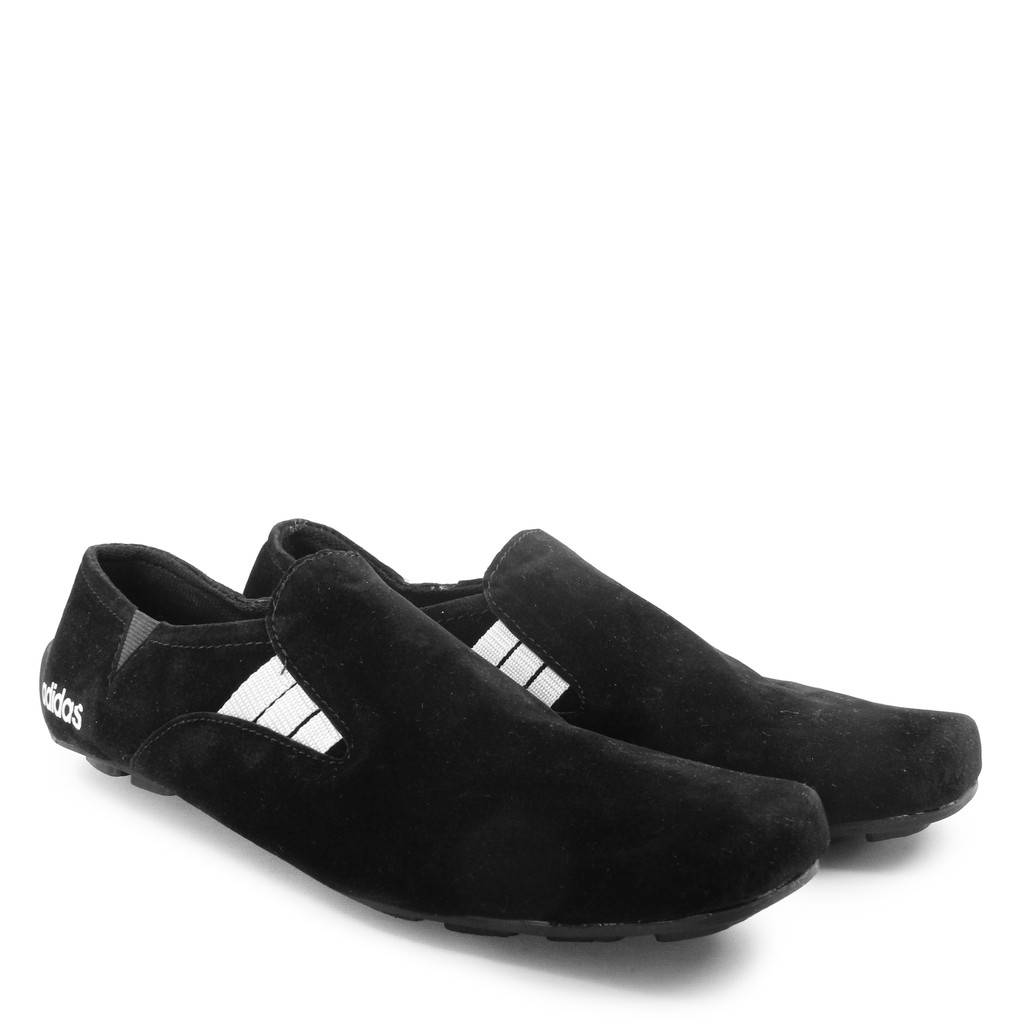 Sepatu Selop Pria Adidas Suarez Hitam List Putih Slip On Suede Formal Casual Santai Kerja Keren