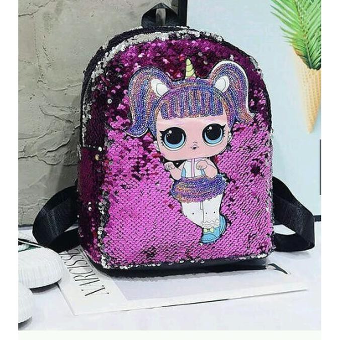 Tas Sequin Anak LED LOL Tas Ransel Anak LOL LED