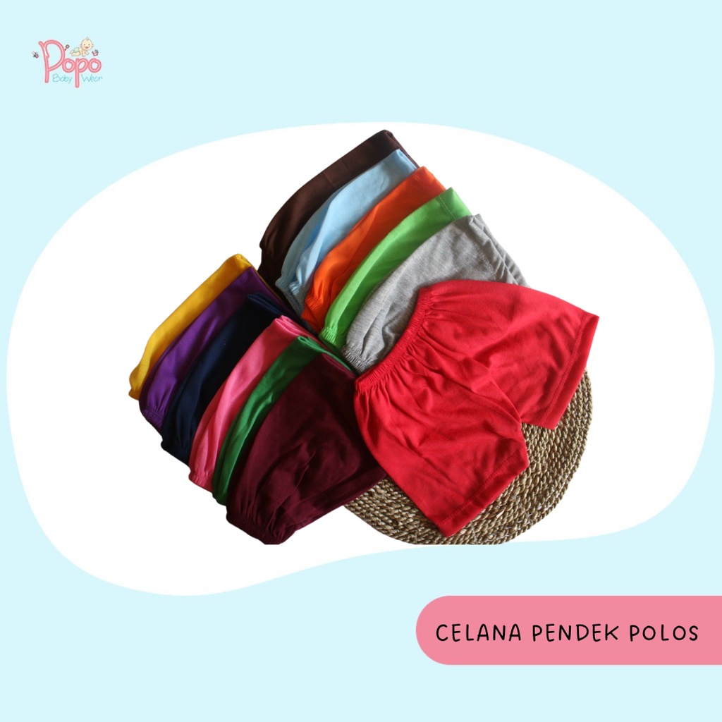 12pcs/ 1 LUSIN CELANA PENDEK POLOS BAYI 12WARNA (LUSINAN)