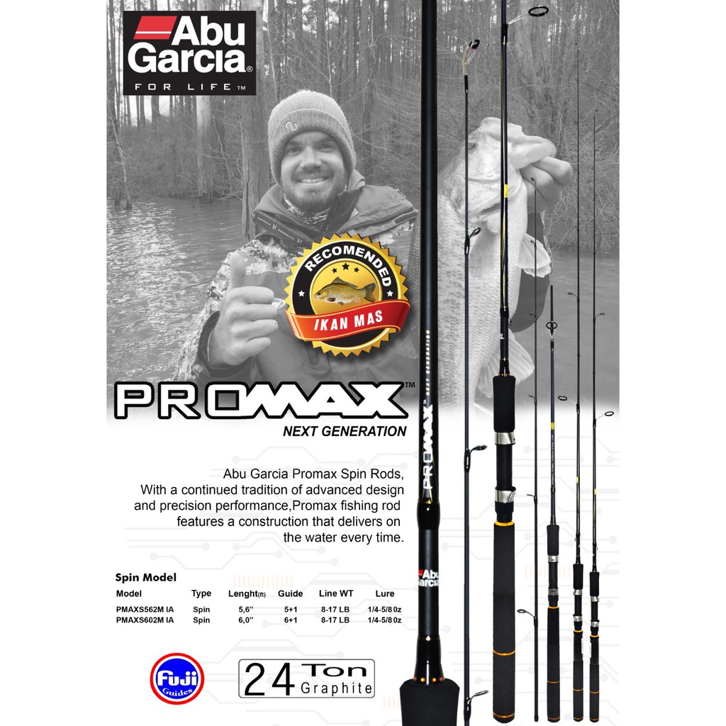 Abu Garcia PROMAX Spinning Rod PMAXS562M - 8-17LB (165 CM) Fuji