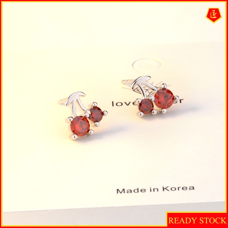 [Ready Stock]Cute New Ruby Cherry Earrings