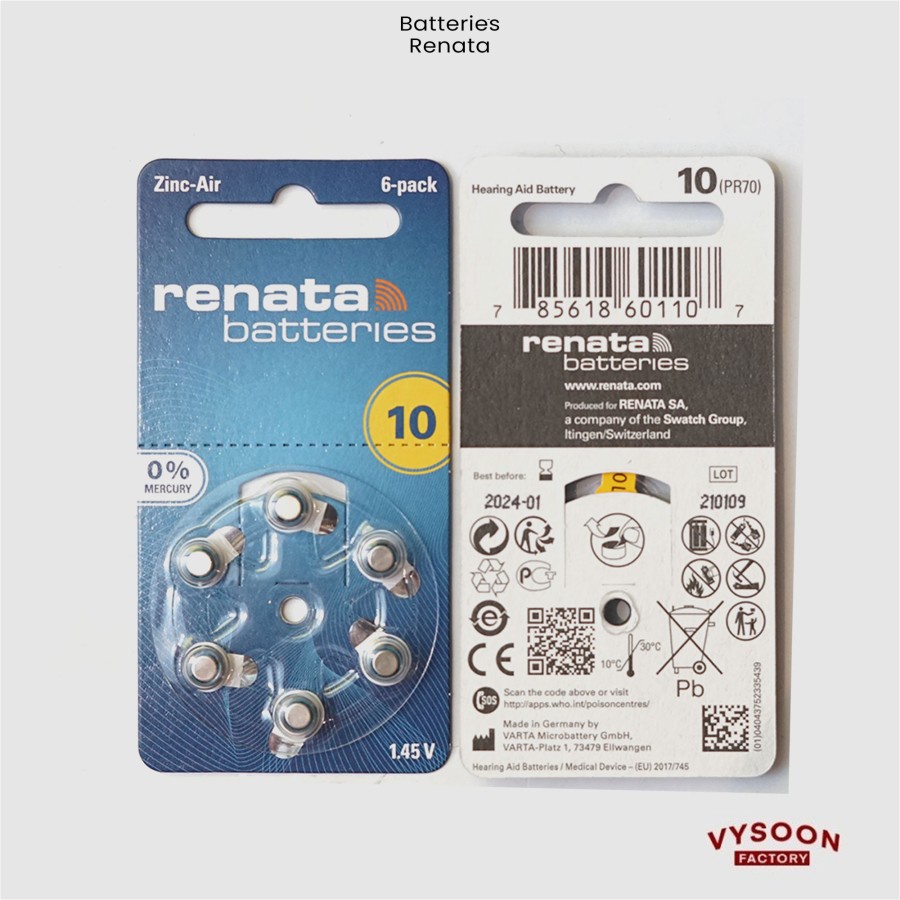 Hearing Aid Battery / Baterai Alat Bantu Dengar Renata 10 ZA10 ZA 10