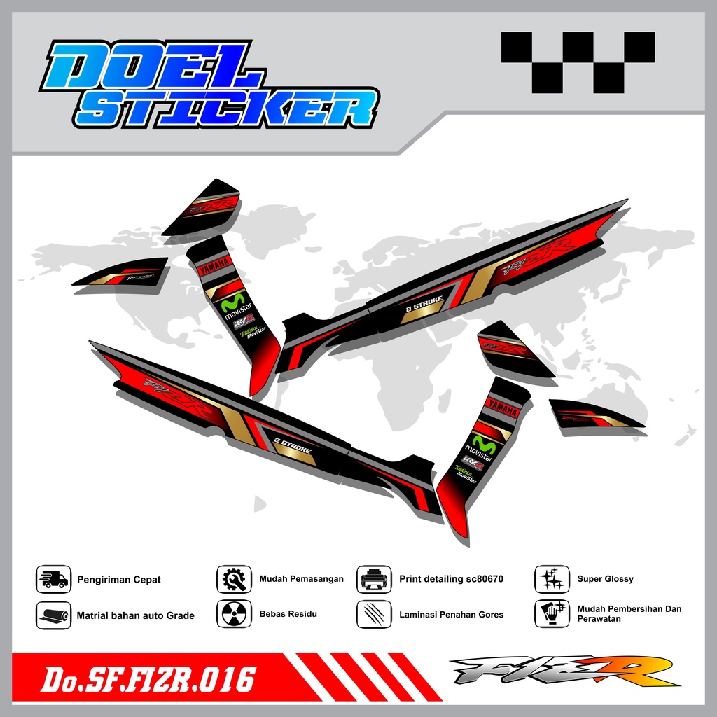 STICKER STRIPING FIZ R - STICKER STRIPING LIST VARIASI HOLOGRAM , CROME FIZ R DOEL 016