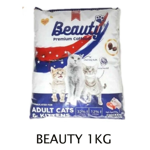 Makanan kucing BEAUTY 1kg adult kitten premium makanan kucing beauty premium 1kg dewasa sejenis maxi universal