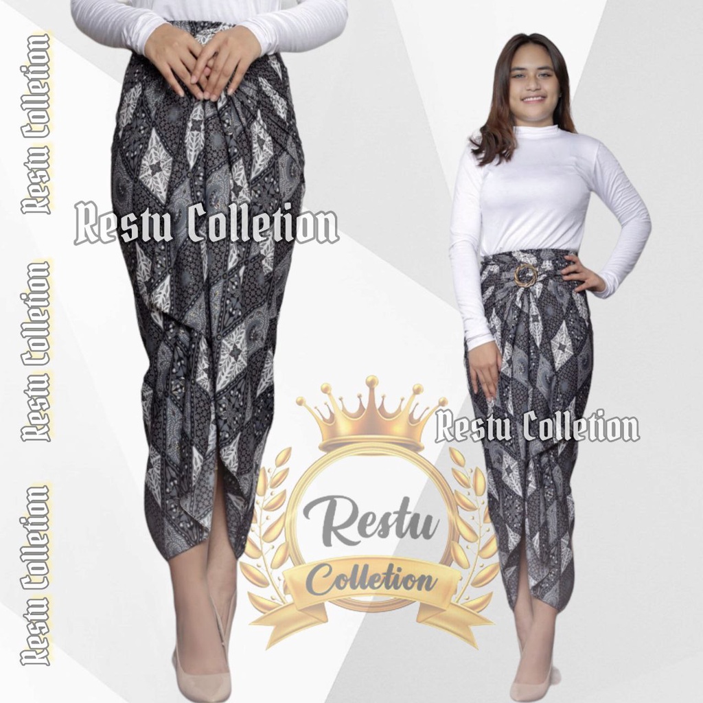 COD Restu Colletion Rok Lilit Songket Serut Batik Bawahan Kebaya Wisuda Kemeja Bloese Kondangan Nikahan Tunangan Wanita Allsize Bahan Satin HQ Premium Kenanga Dasar Maroon BESTSELLER