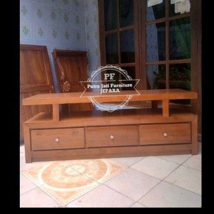 Bufet bivet meja Tv kayu jati laci panjang 150cm