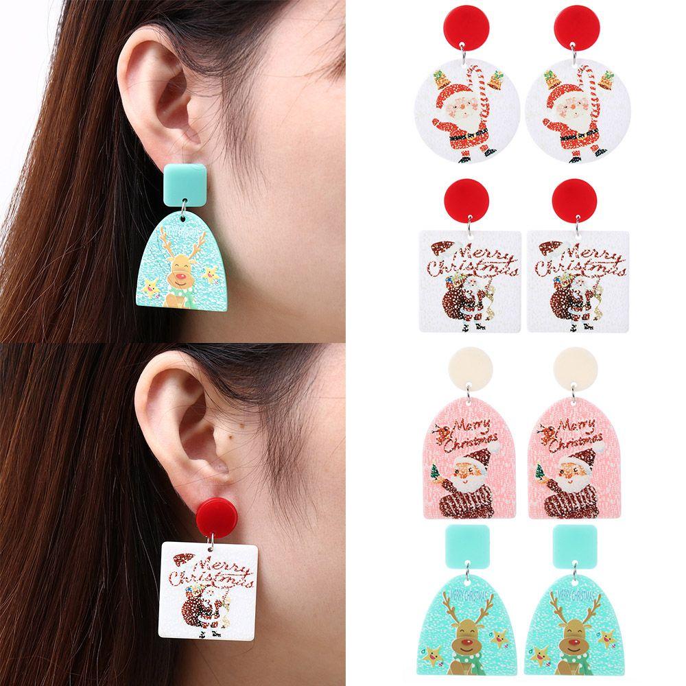 Preva Anting Natal Anting Fashion Perhiasan Fashion Lonceng Snowflake Snowman Akrilik