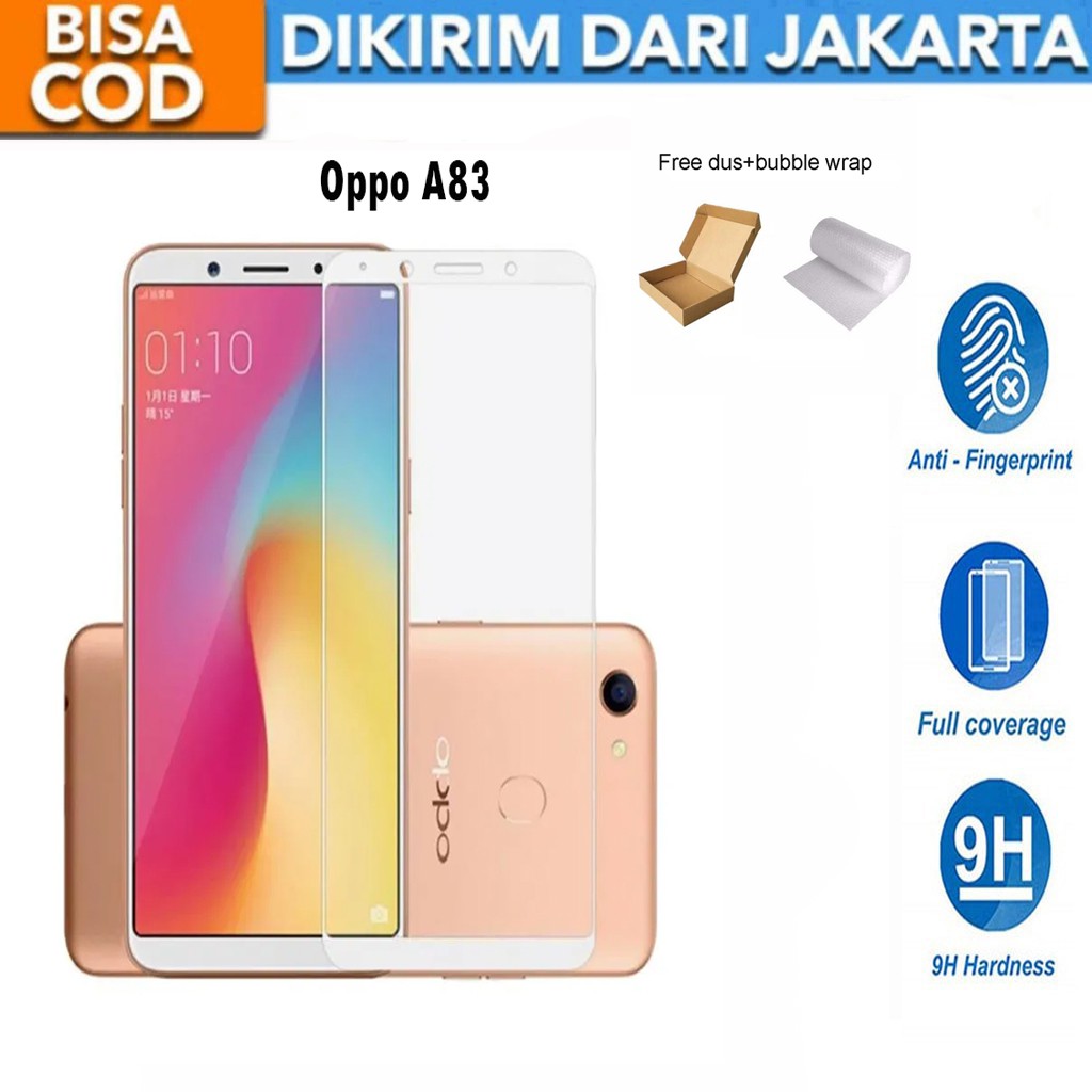 Tempered Glass Oppo A83 Full Cover / Full Screen Protector Anti Gores