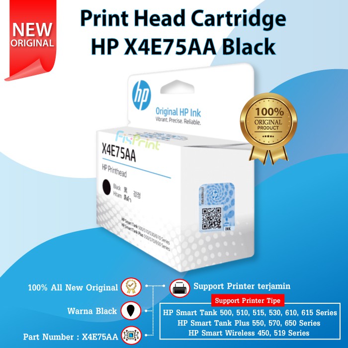 Print Head Cartridge HP Smart Tank 500 510 515 610 615 X4E75AA Black