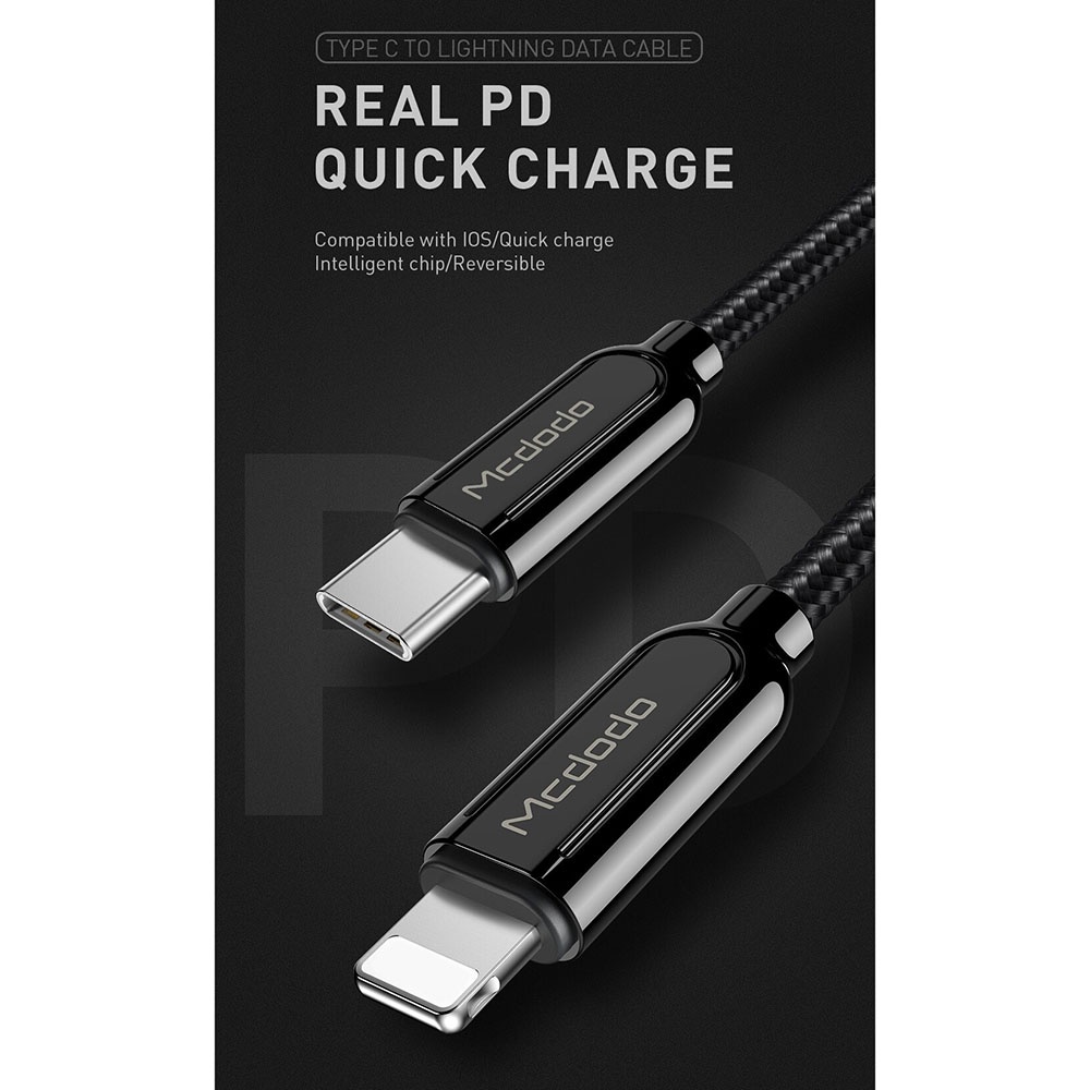 MCDODO Kabel Charger USB Type C to Lightning PD Quick Charge 1.8m - CA-6871 - Black