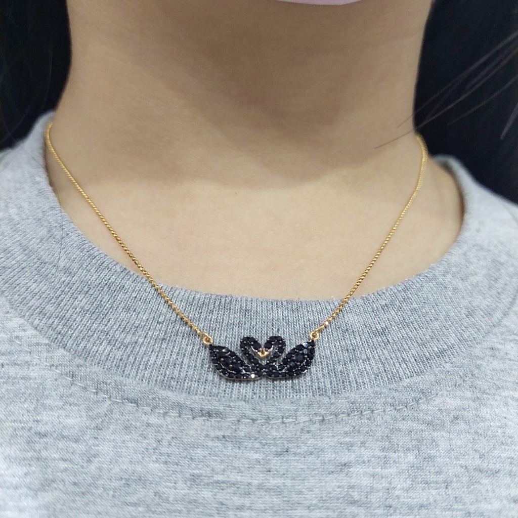 kalung emas kadar 70% black swan rantai biji lada svarovski cantik manis awet dengan model terbaru N