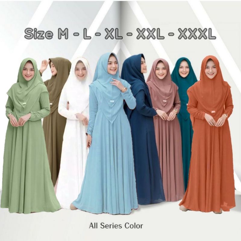MAURA SET Gamis syari plus khimar 2 layer ukuran jumbo XXXL fashion muslimah dress syar'i set