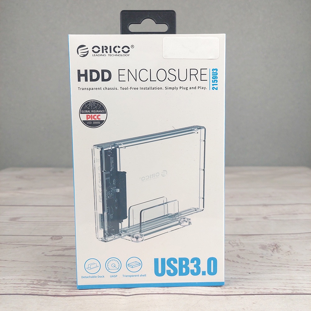 Hard Drive Enclosure 2.5 inch USB 3.1 With EU Adapter - 2159U3 - Transparent