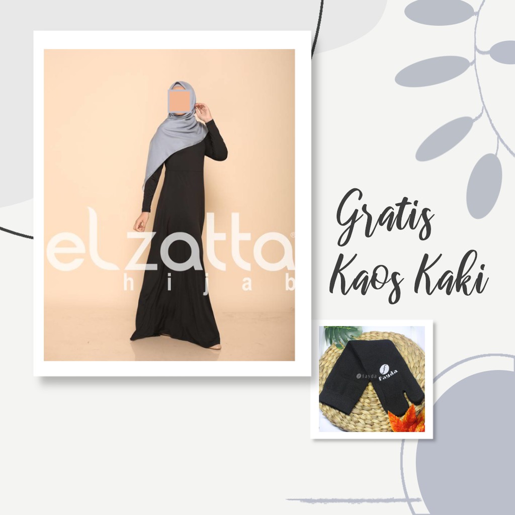 Gamis Elzatta Terbaru Azra Gamis Simpel Elegan Hitam Size XL GRATIS Kaos Kaki