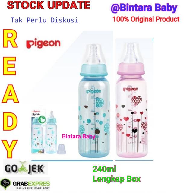 PIGEON Botol Susu PP RP Clear Motif 120ml 240ml Newborn baby bottel Pigeon Peristaltic Nipple