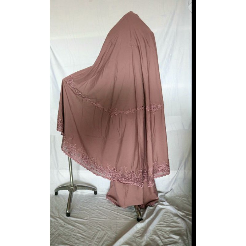 MUKENA BORDIR PADANG WARNA POLOS MOTIF "MATAHARI" (mukena pariaman, mukena bukittinggi)