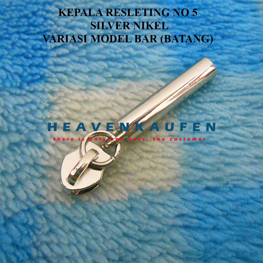 Kepala Resleting No 5 Nikel Silver Model Bar (Batang) Keren