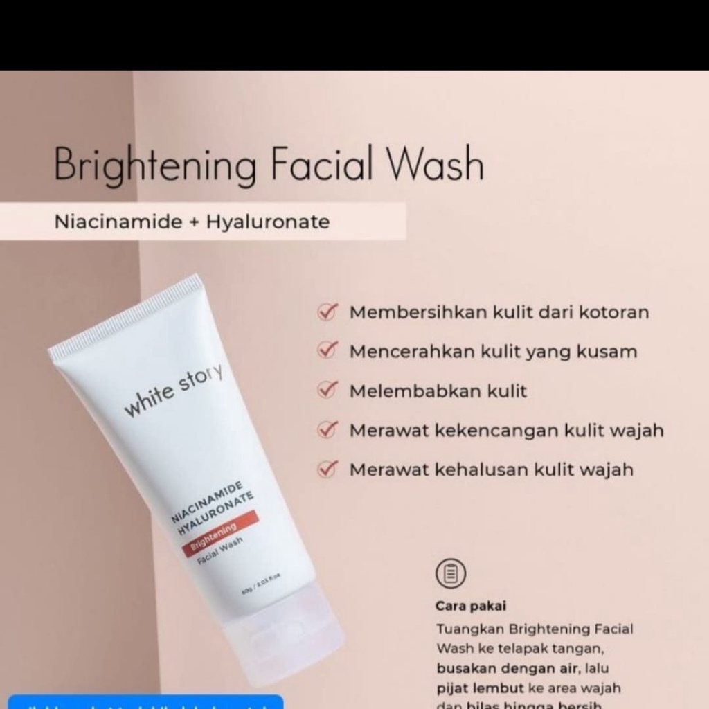 WHITE STORY FACIAL WASH CLEANSER WAJAH 60GR ACNE BRIGHTENING SABUN