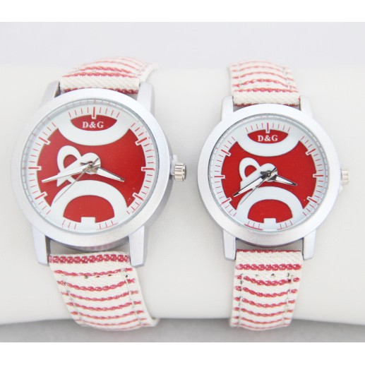 Jam Tangan Kado Pasangan D&G Couple Leather Red