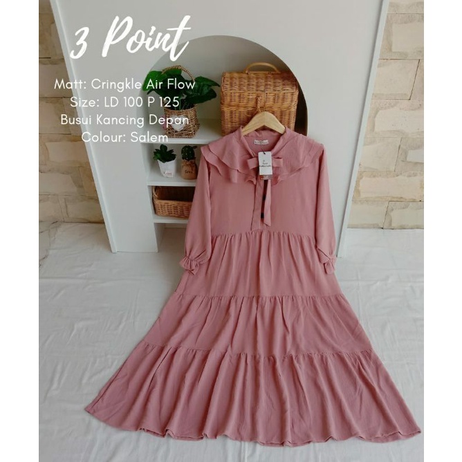 gamis 3point crinkle airflow original branded