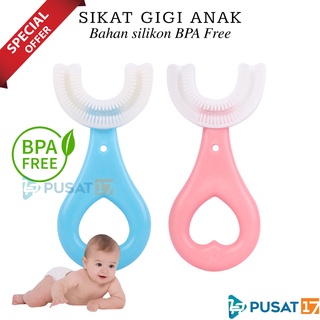 Image of PUSAT17 SIKAT GIGI ANAK BENTUK U / SIKAT GIGI ANAK SILIKON BPA FREE / SIKAT GIGI BABY / SIKAT GIGI BAYI / TRAINING TOOTHBRUSH SILICONE